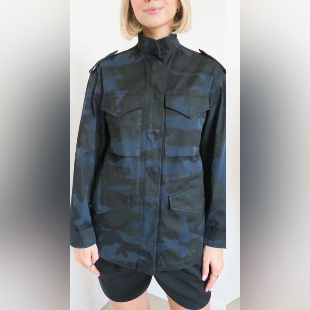 Nili Lotan Jackie Camouflage Jacket S | Cotton Military Utility Coat | Designer